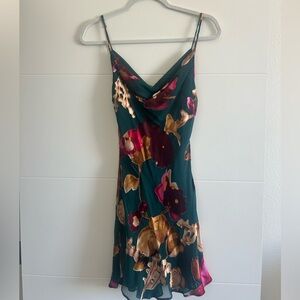 Rat & Boa Teal and Burgundy Floral Mini Dress